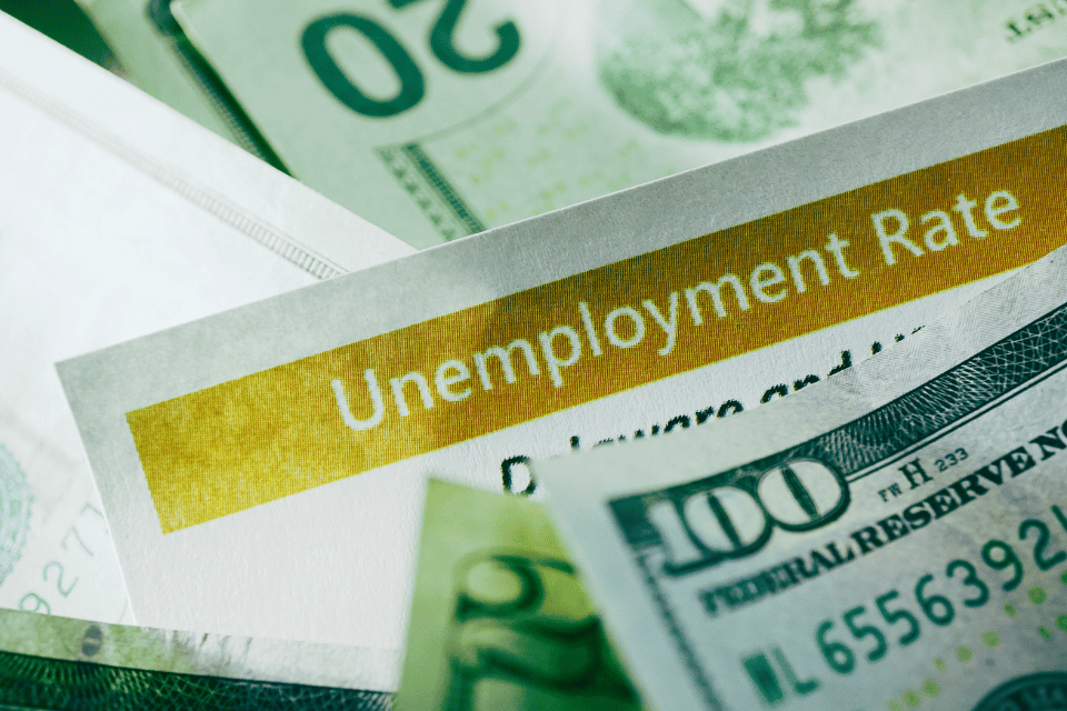 Image shows close up shot of unemployment rate